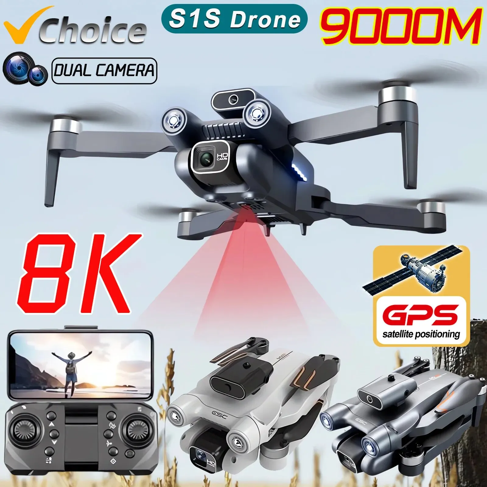 Neue s1s 5g gps drohnen kamera – Brushed Drone Motor Bewertung und Preis